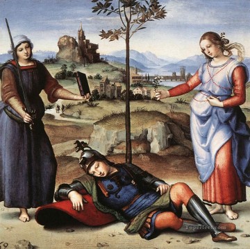  Night Painting - Allegory The Knights Dream Renaissance master Raphael